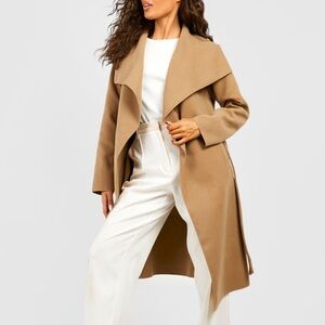 Belted Shawl Collar Waterfall Coat